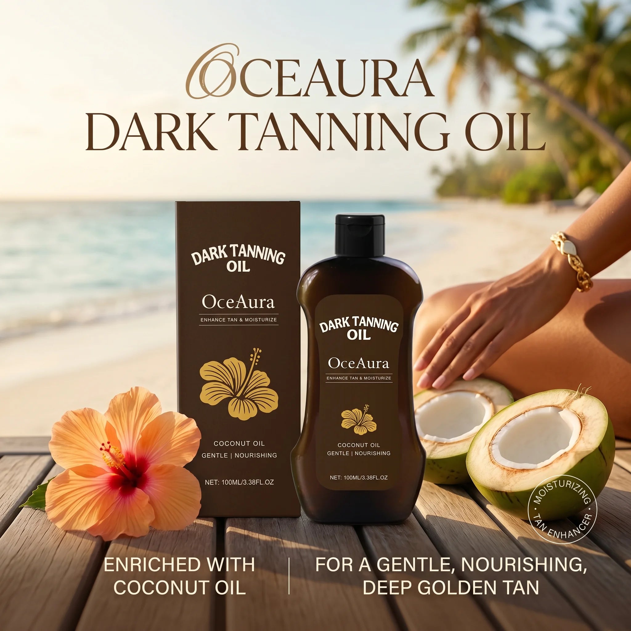 Coconut Oil Dark Tanning Body Oil for Deep Bronze Glow - 1