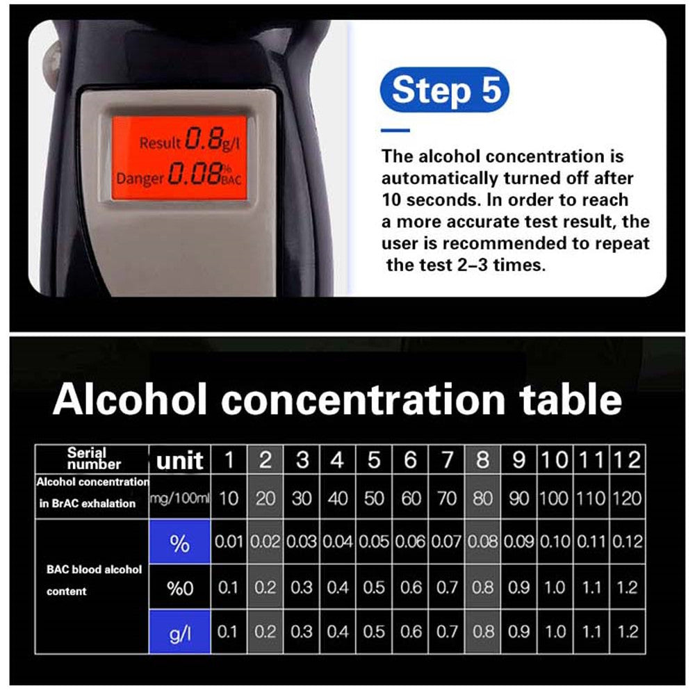Digital Portable Alcohol Breathalyzer Tester - 25
