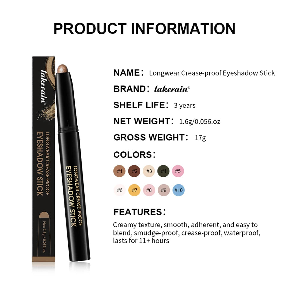 Long-Lasting Waterproof Eyeshadow Stick for Vibrant Eye Makeup