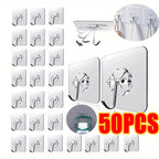 Transparent Self-Adhesive Rotating Wall Hooks for Home Organization
