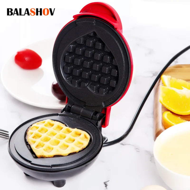 Mini Heart-Shaped Electric Waffle Maker for Breakfast