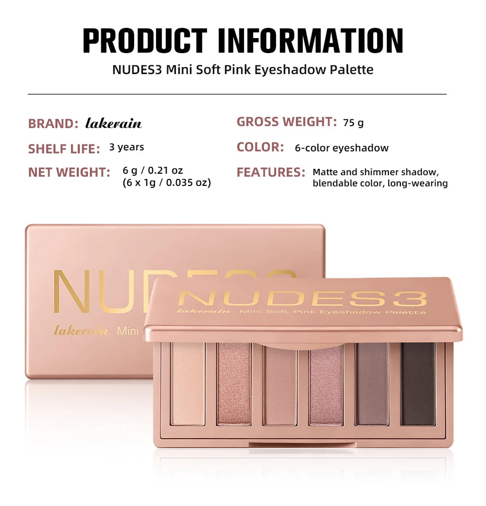 6-Color Soft Pink Neutral Eyeshadow Palette - 16