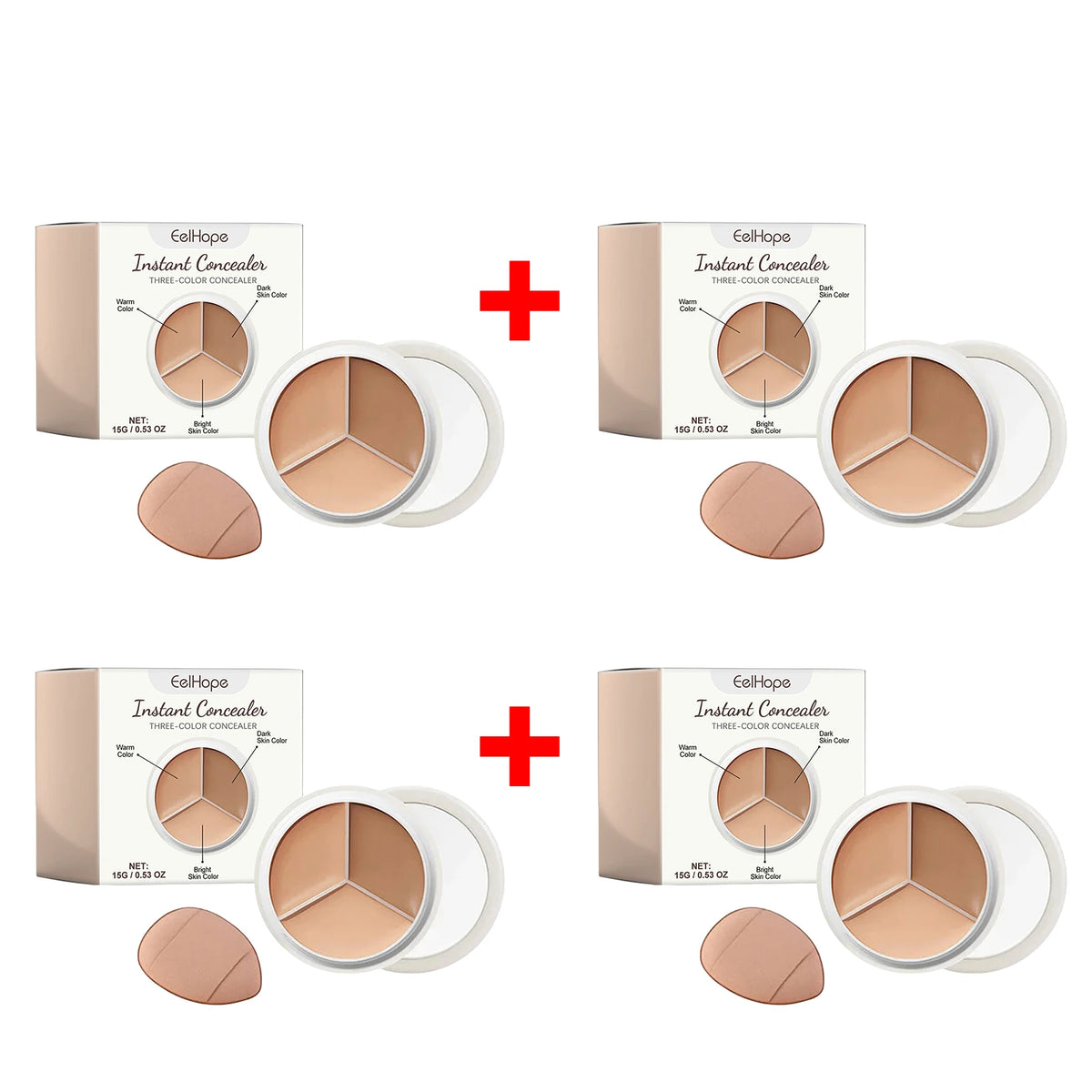 3-Color Cream Concealer Palette for Flawless Face Coverage
