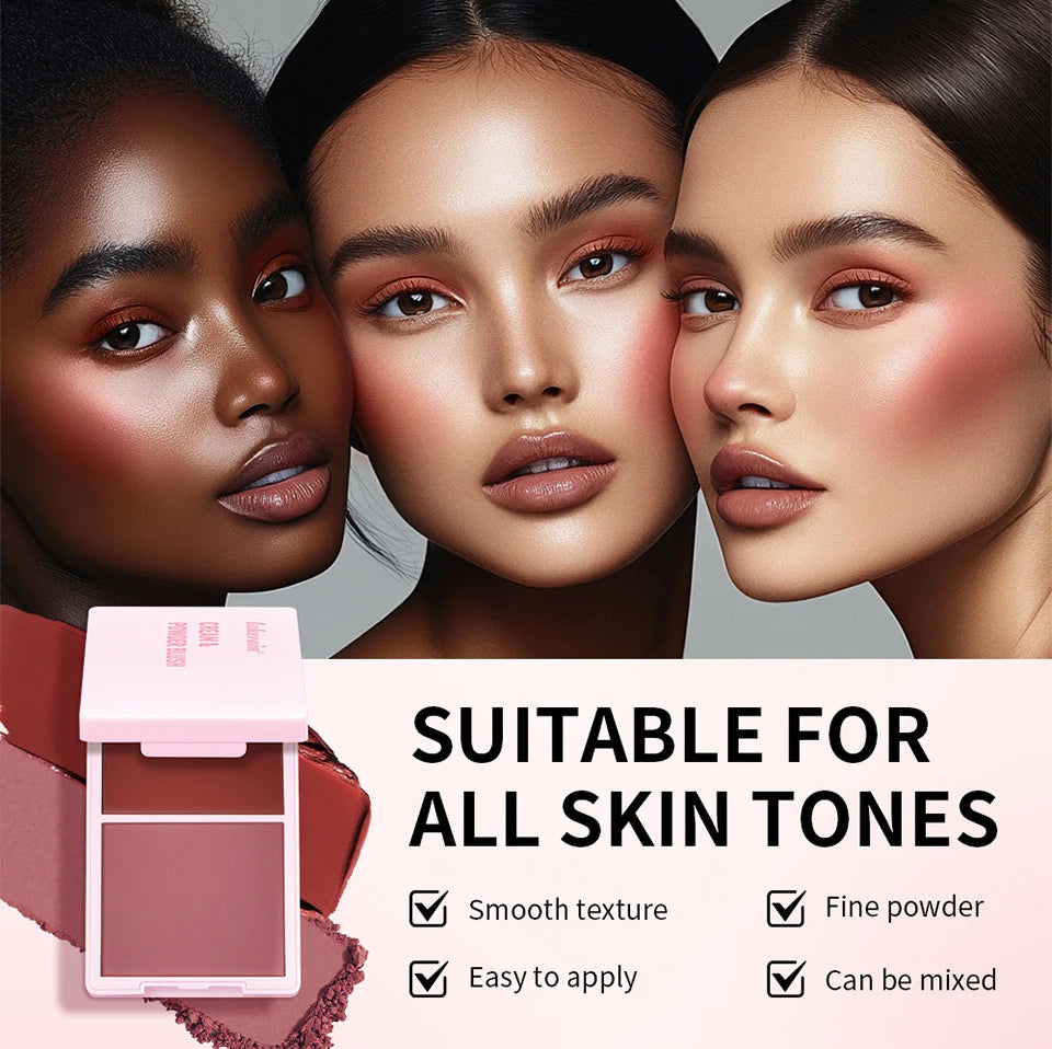 2-in-1 Cream and Powder Blush Palette for Radiant Glow