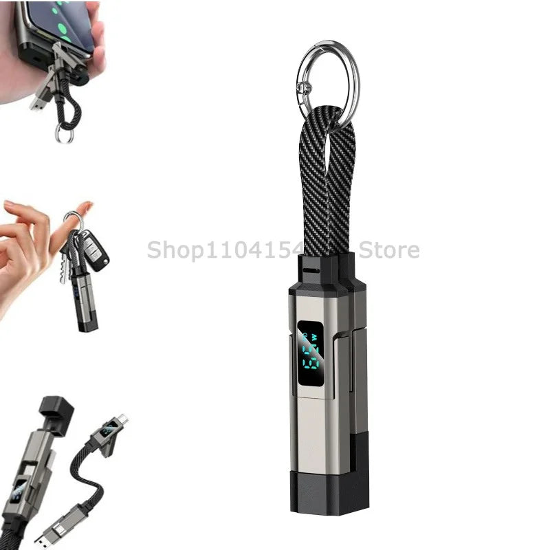 4-in-1 Fast Charging Keychain Cable with Digital Display