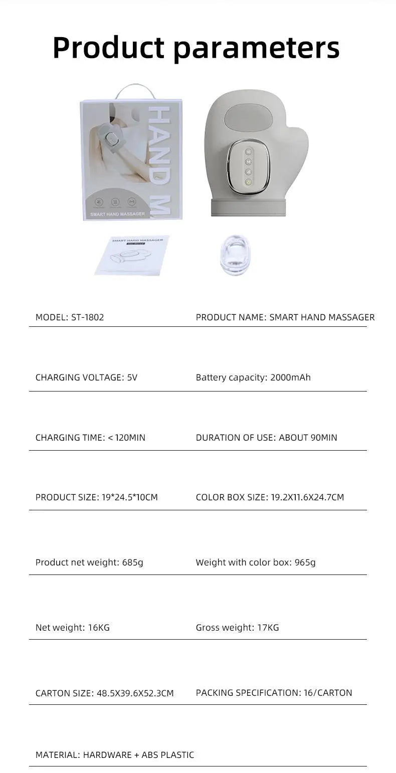 Rechargeable Hand and Wrist Massager with Heat and Air Compression - 16