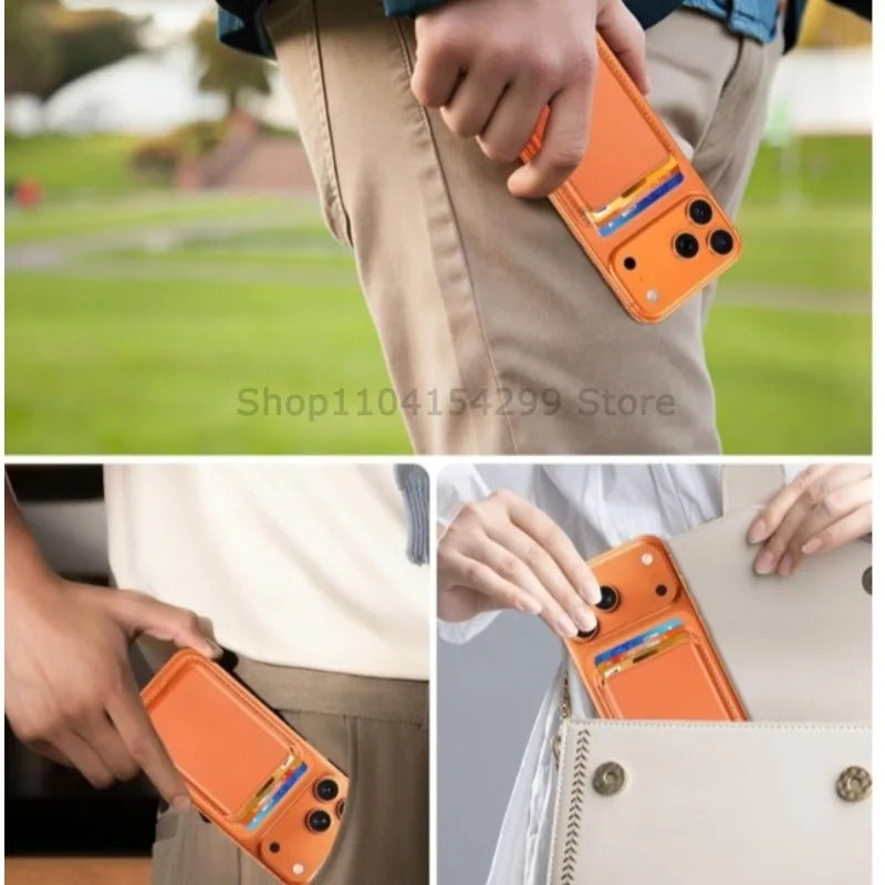 Magnetic Phone Wallet Case with Integrated Stand for MagSafe