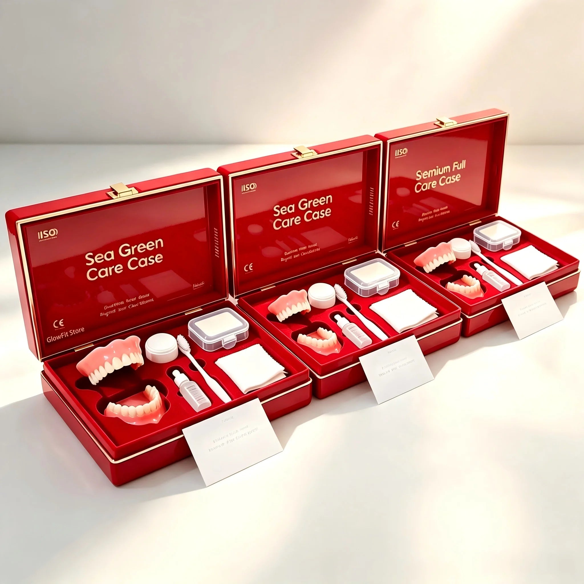 Complete Denture Care Set with Storage Case and Cleaning Tools - 9
