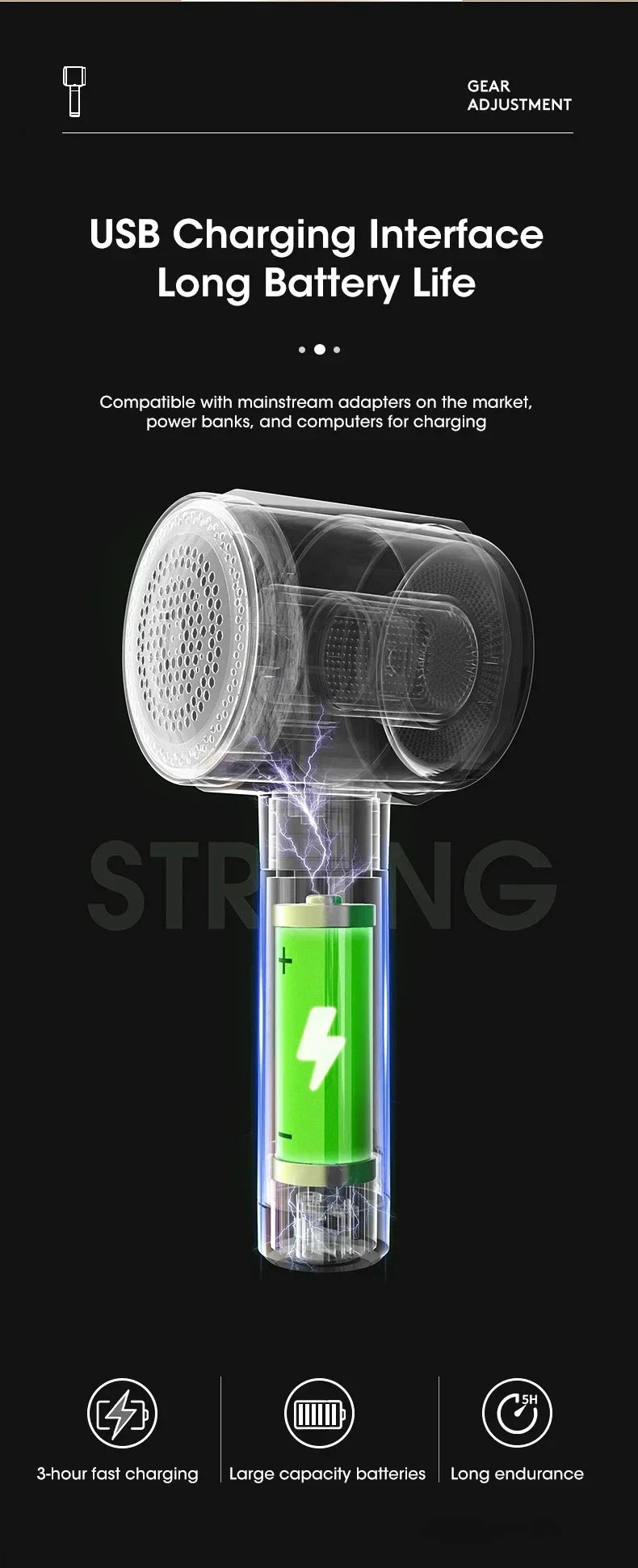 Electric Rechargeable Fabric Shaver and Lint Remover - 16