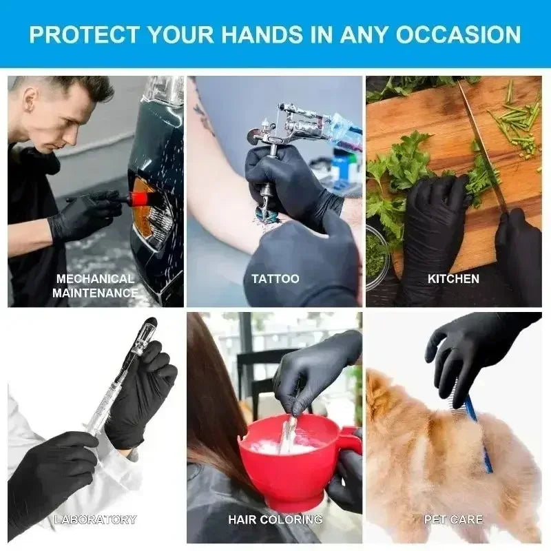 200 Pcs Disposable Black Multipurpose Safety Gloves - 14
