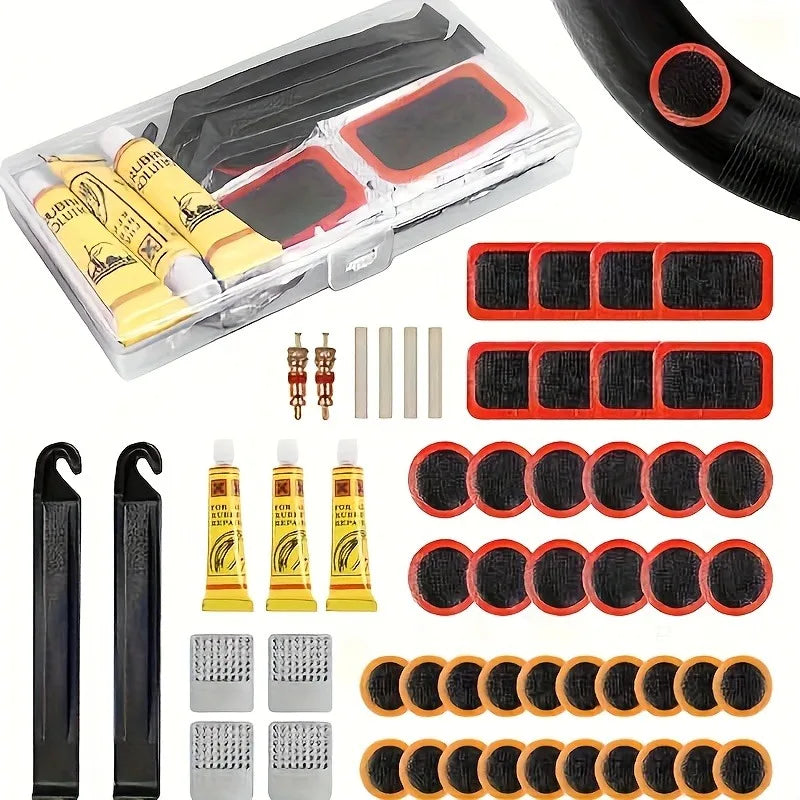 55-Piece Bicycle Tire Puncture Repair Kit