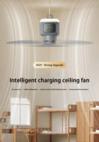 Portable Rechargeable Ceiling Fan with LED Light for Camping
