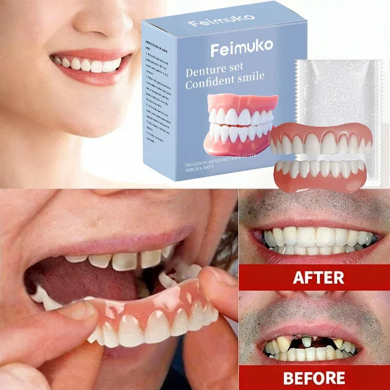Temporary Silicone Cosmetic Dentures for Missing Teeth