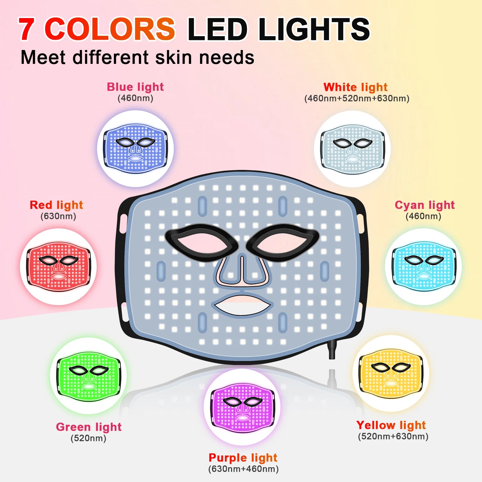 7-Color LED Silicone Facial Mask for Skin Rejuvenation - 9