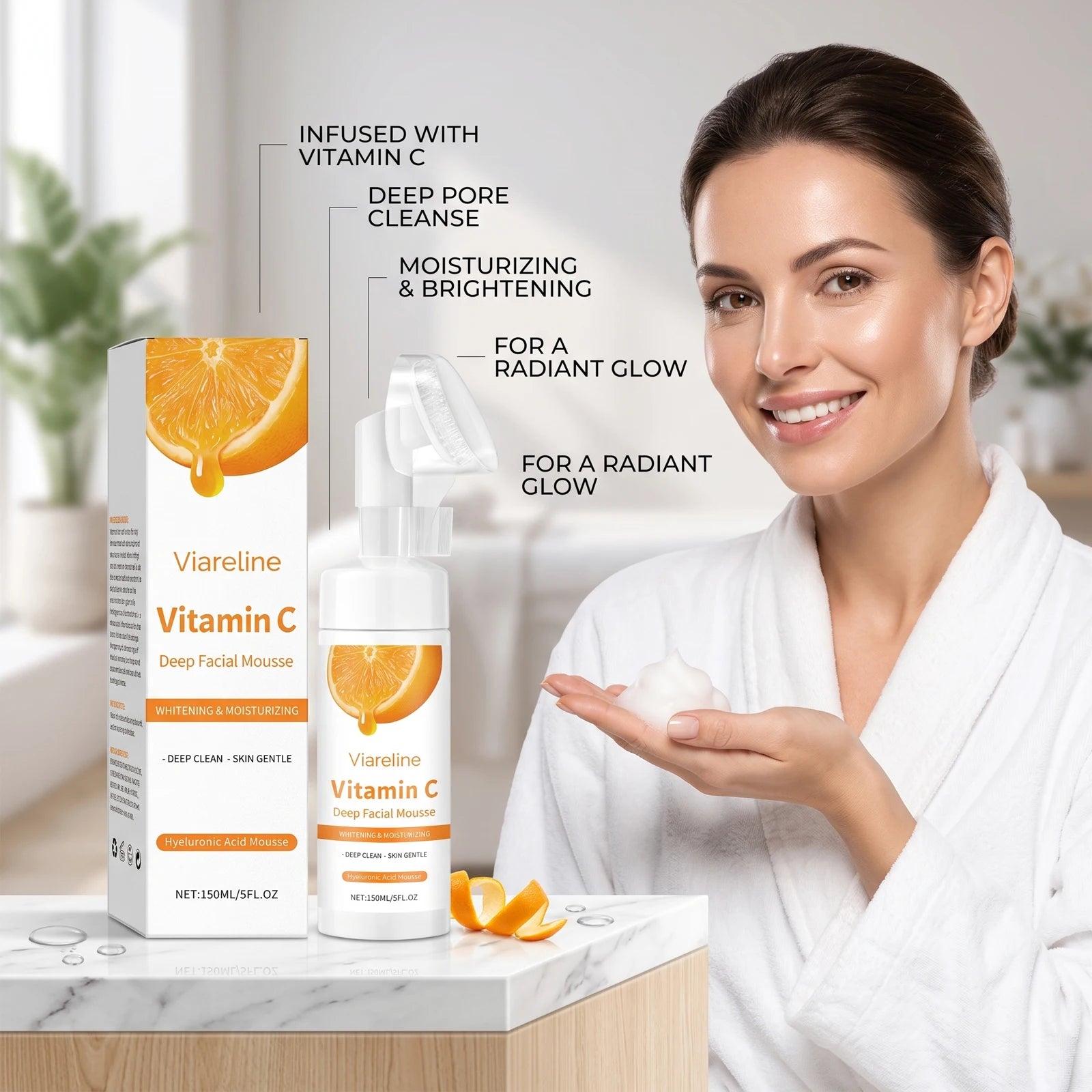 Vitamin C Brightening Facial Cleanser with Silicone Brush - 3