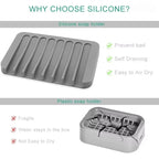 Self-Draining Silicone Soap Dish and Sponge Holder