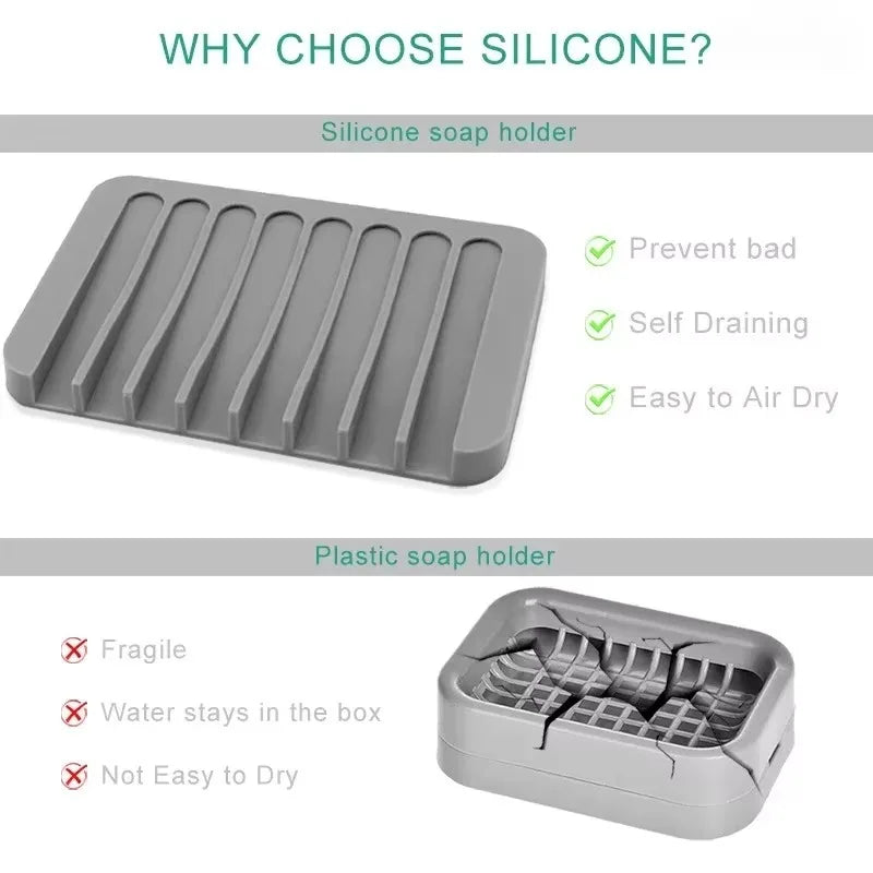 Self-Draining Silicone Soap Dish and Sponge Holder