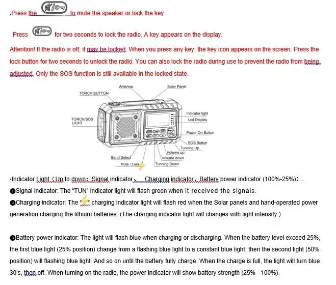 Portable Emergency Solar Hand Crank Radio with Power Bank