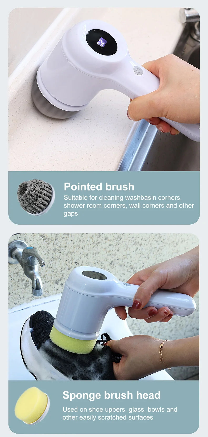 Electric Rotary Cleaning Brush for Kitchen and Bathroom - 12