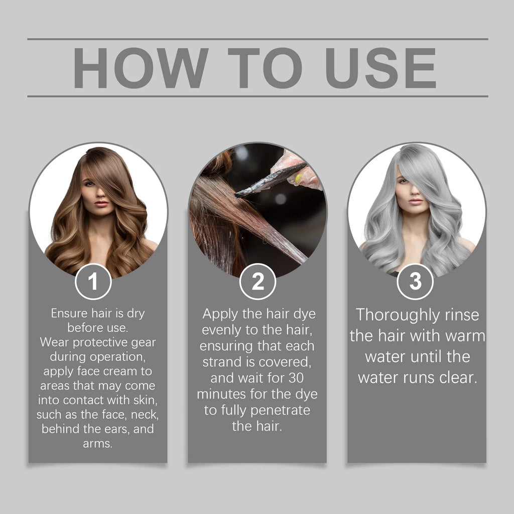 Permanent Silver Gray Hair Dye Cream