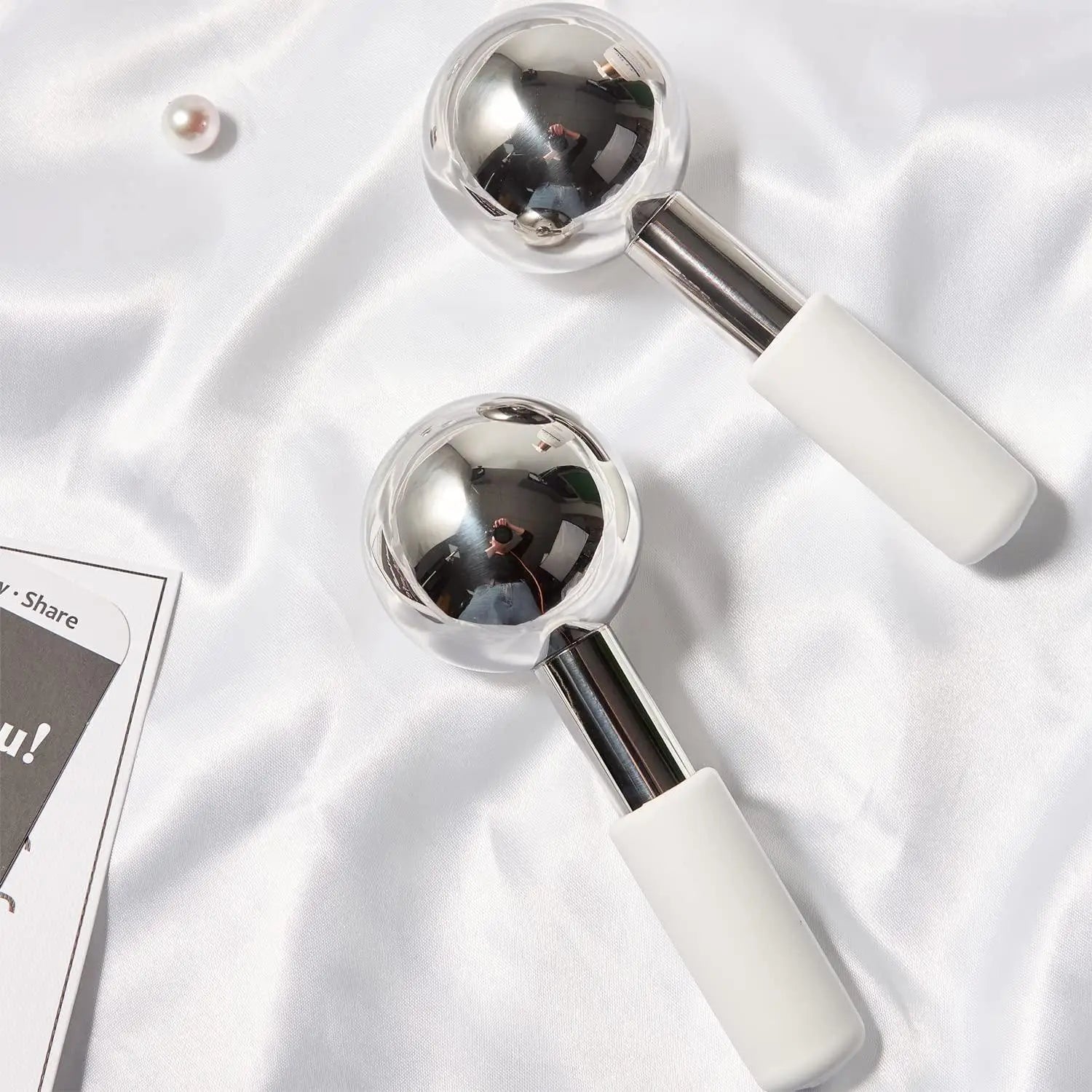 Stainless Steel Cooling Ice Globes for Facial Puffiness and Skincare - 18