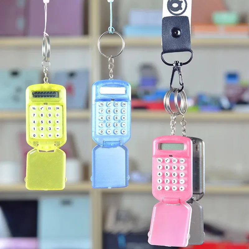 Portable Mini Transparent Flip Calculator with Keychain - 2