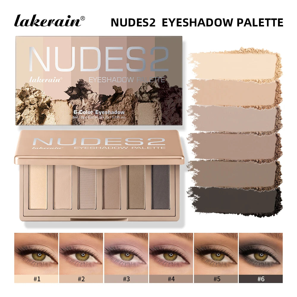 6-Color Matte Eyeshadow Palette for Natural and Smokey Eye Looks