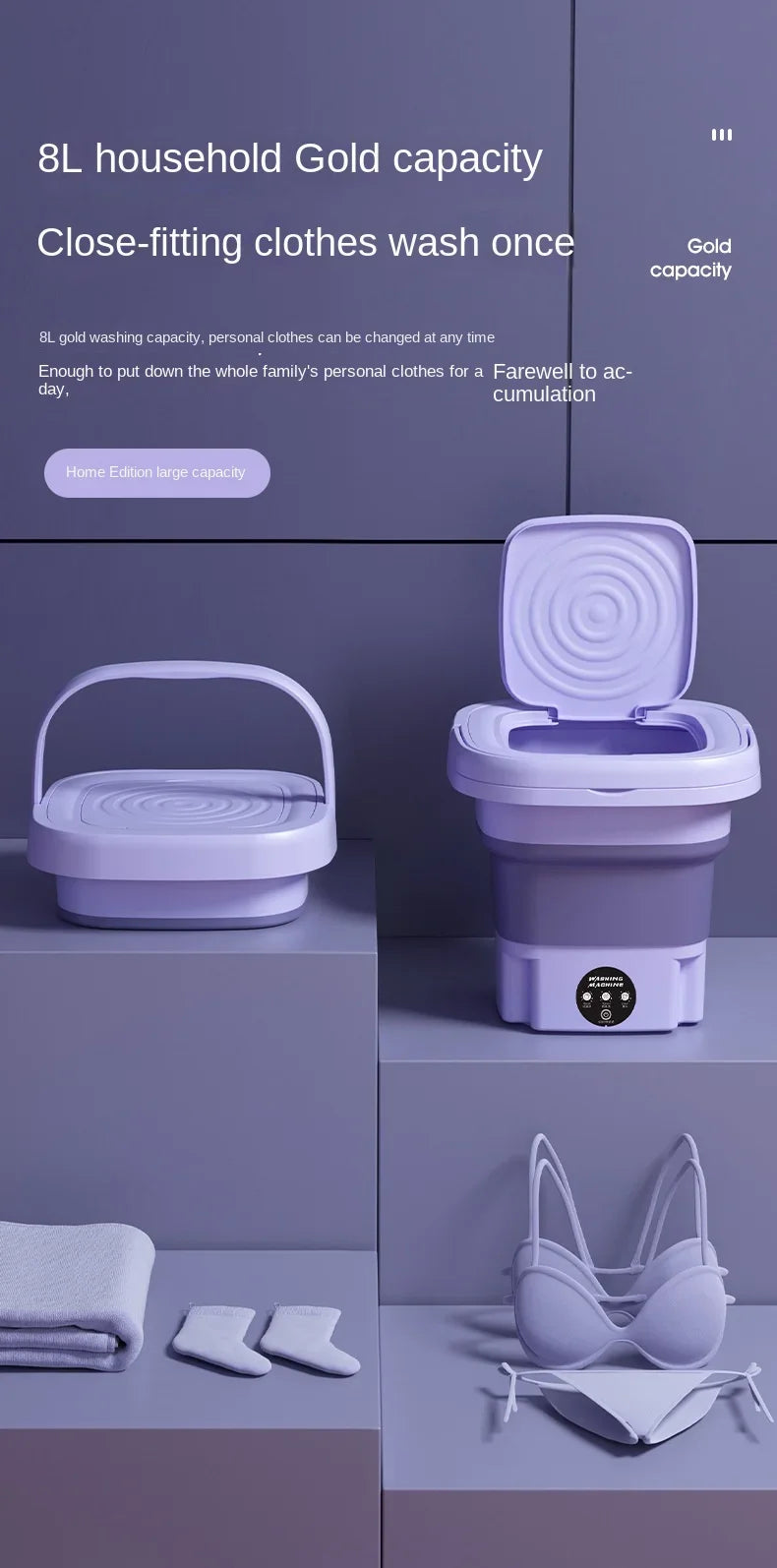 Portable Folding Washing Machine for Underwear and Socks