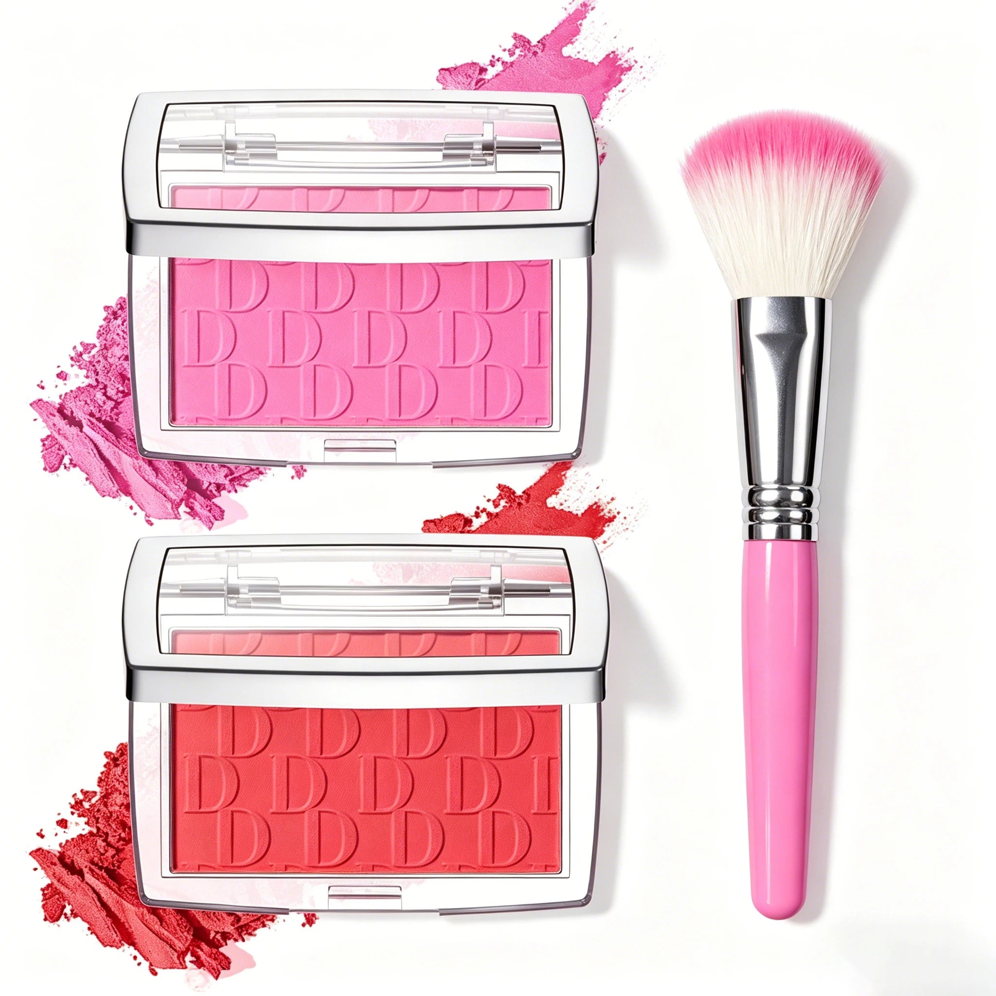 Matte Embossed Blush Palette with Professional Makeup Brush - 1