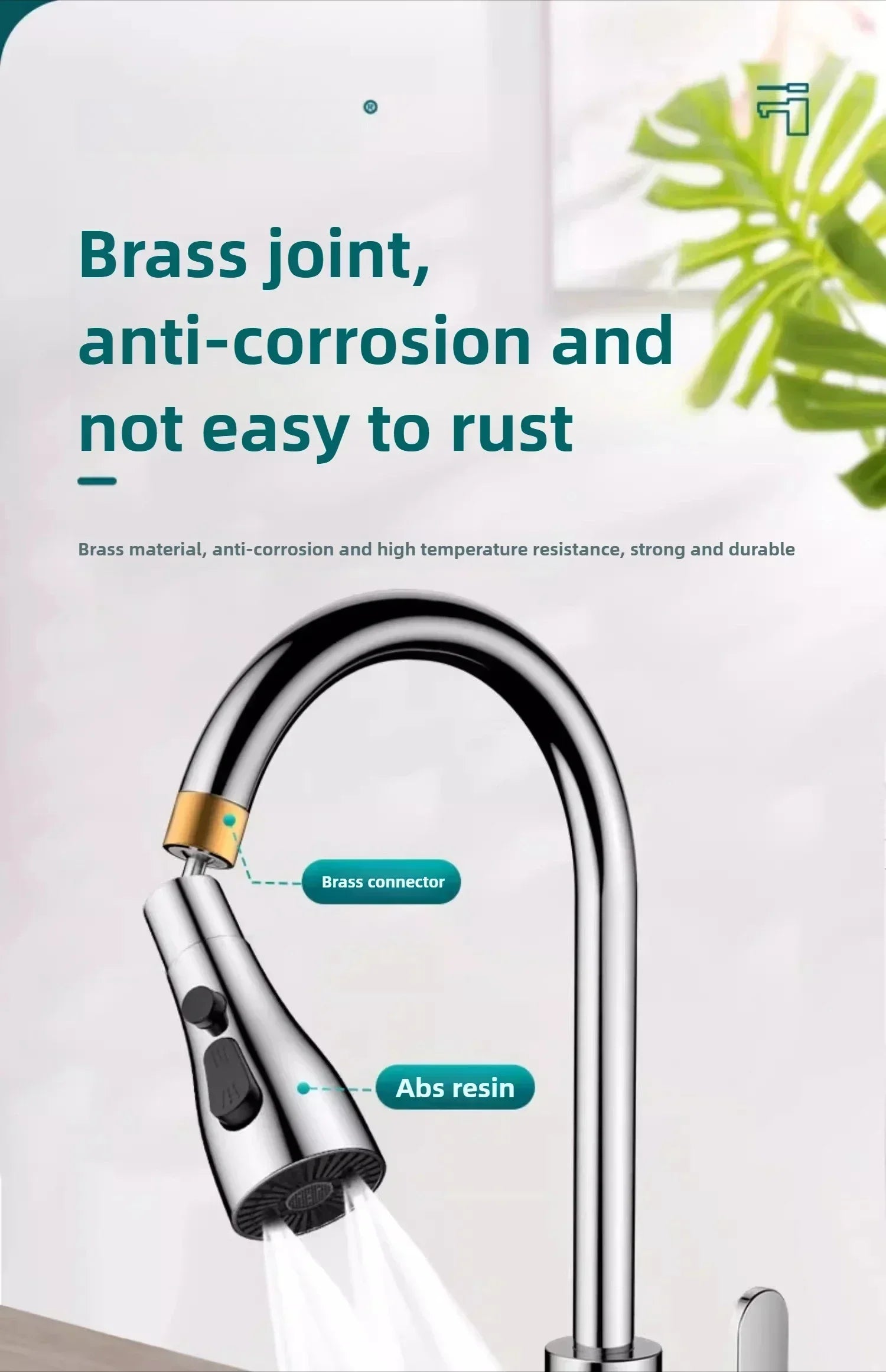 3-Mode Adjustable Kitchen Faucet Sprayer Head - 16