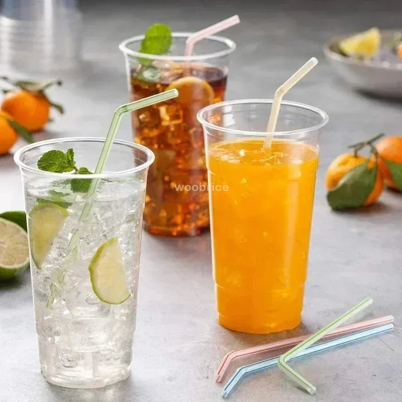 Flexible Multicolor Striped Drinking Straws for Parties and Events - 2