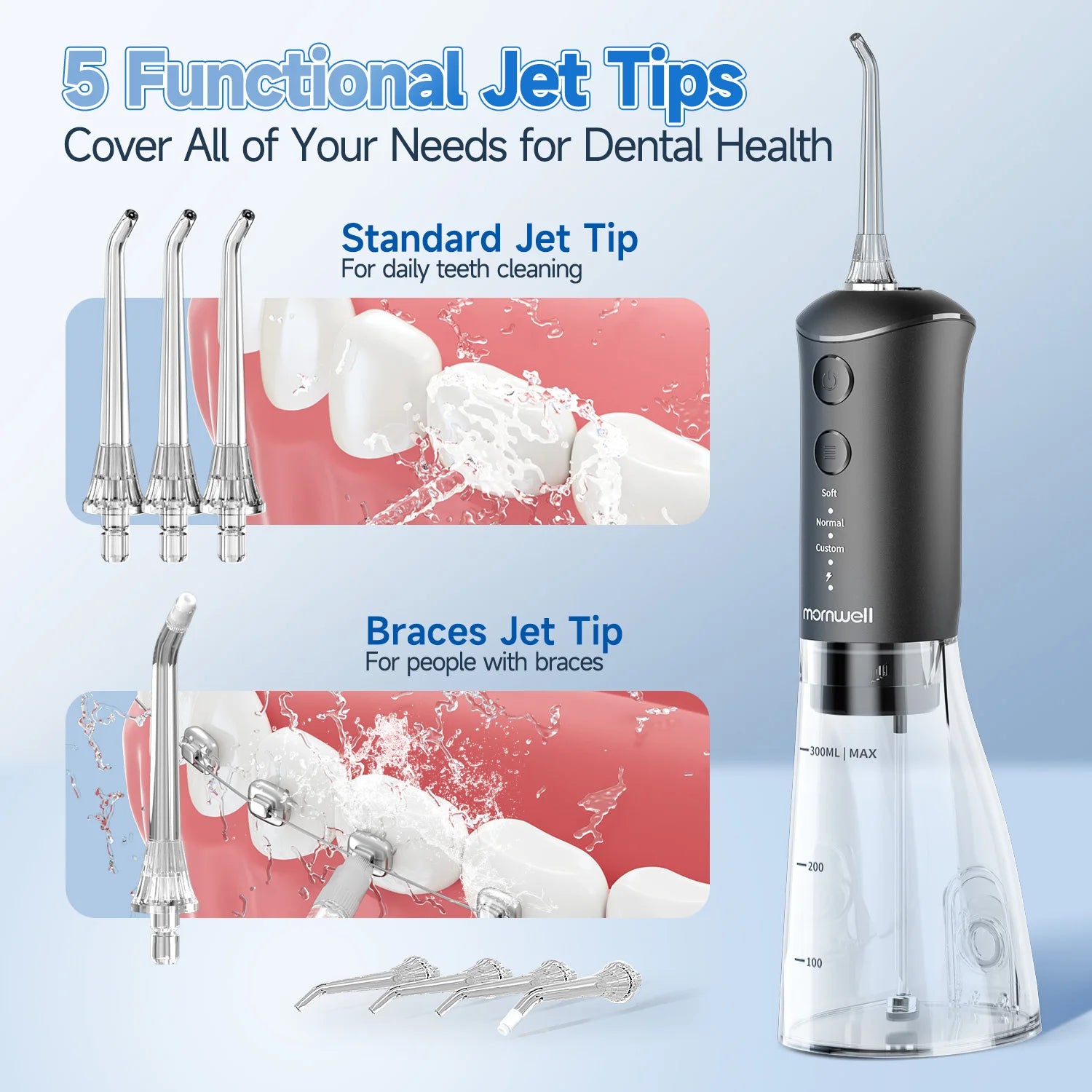Portable Sonic Toothbrush and Water Flosser Oral Care Set - 3