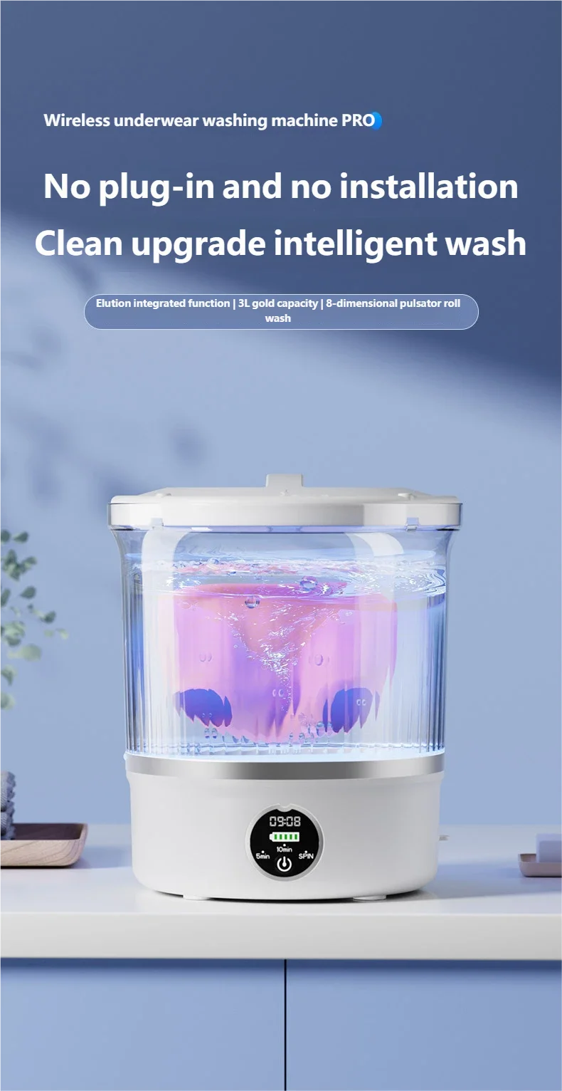 Portable Mini Washing Machine for Underwear and Socks - 8