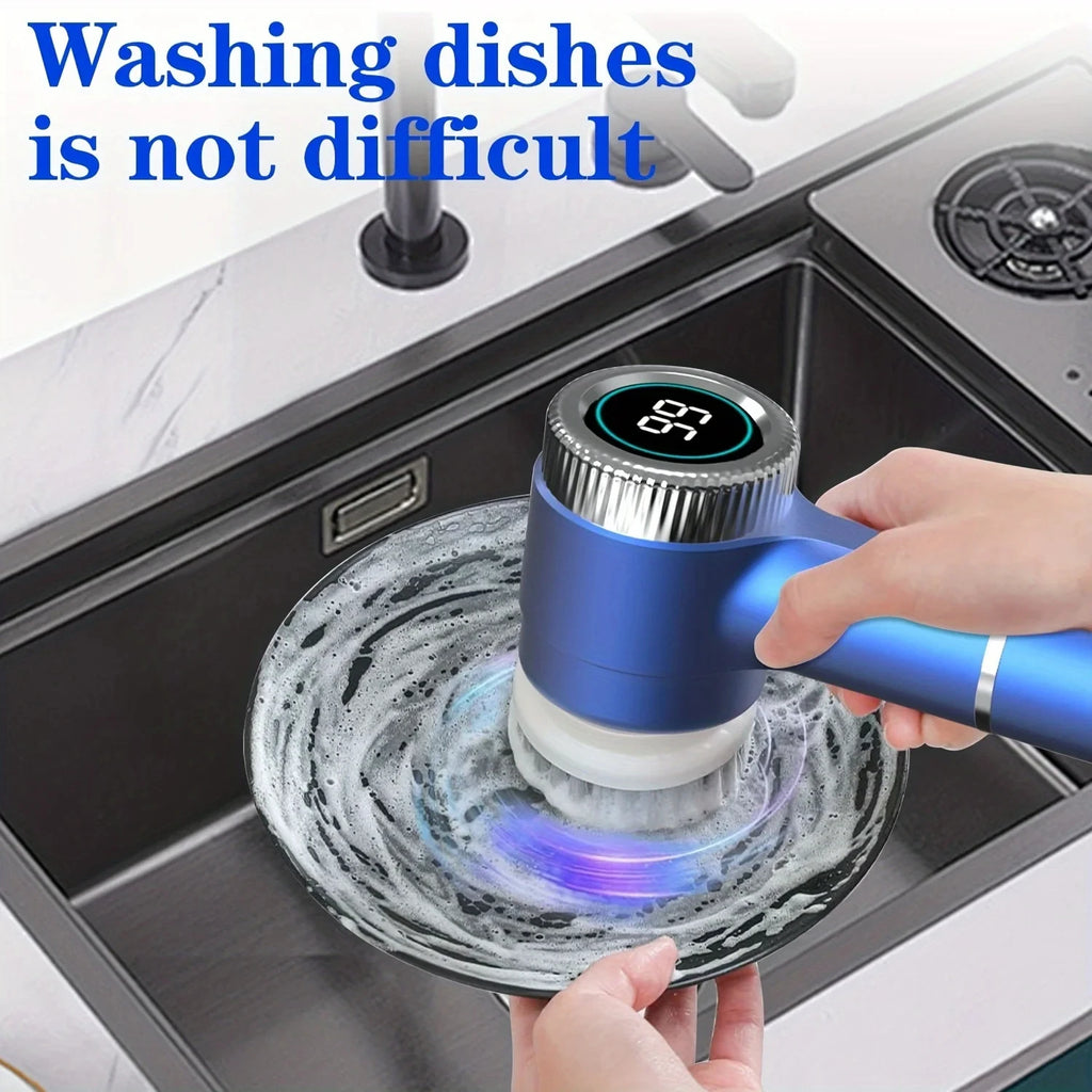 Electric Power Spin Scrubber with 5 Replaceable Brush Heads