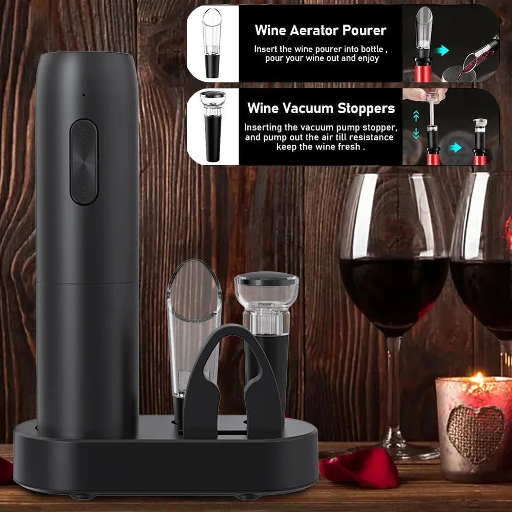 Automatic Rechargeable Electric Wine Bottle Opener Set