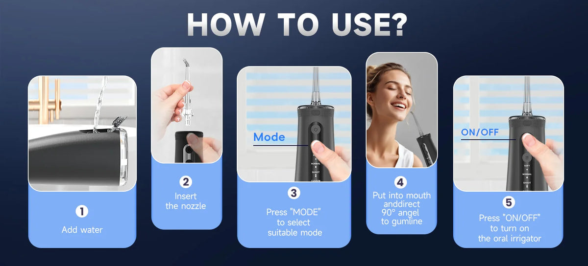 Portable Cordless Water Flosser for Teeth Cleaning