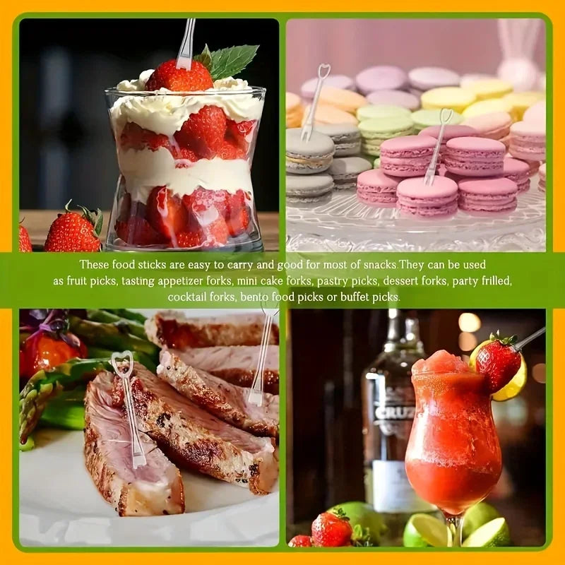 Heart-Shaped Disposable Appetizer Forks for Parties - 7