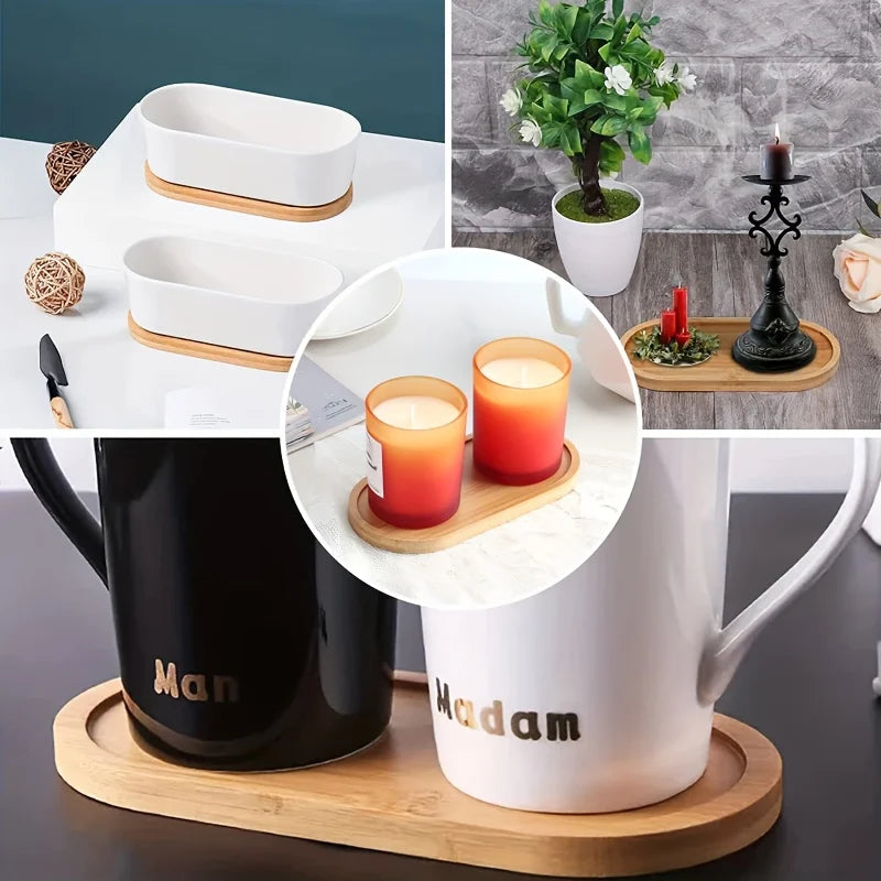 Multifunctional Bamboo Oval Tray Set - 6