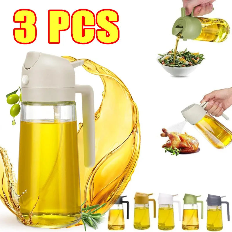 2-in-1 Glass Oil Dispenser and Kitchen Spray Bottle