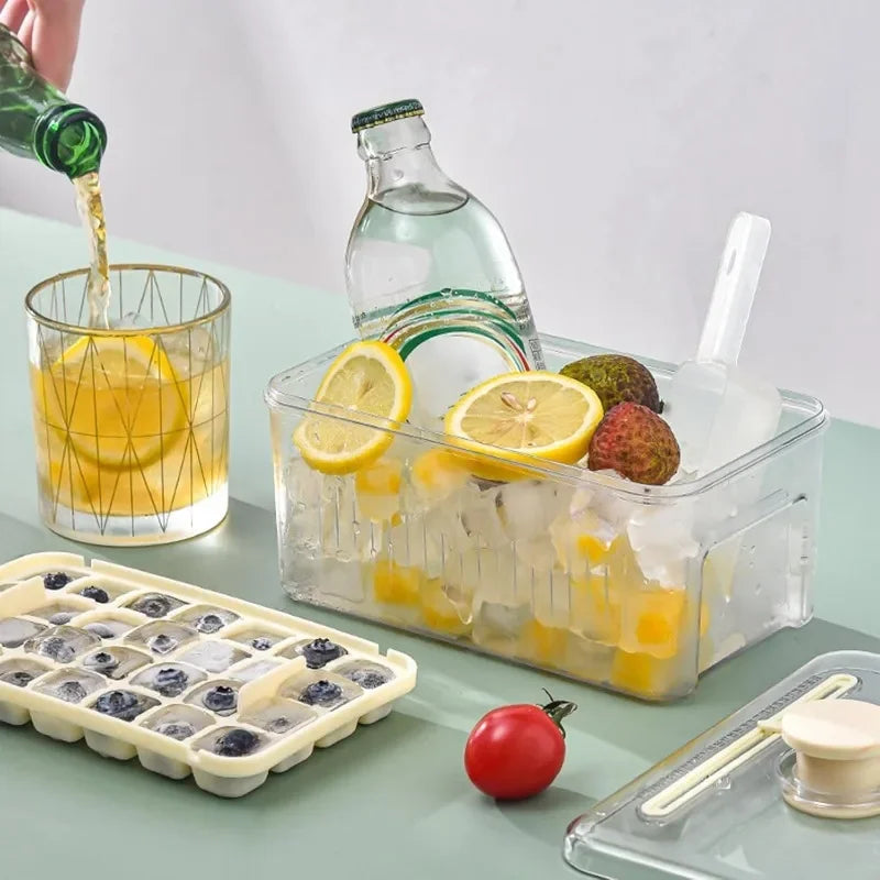 One-Press Easy Release Ice Cube Tray with Storage Box