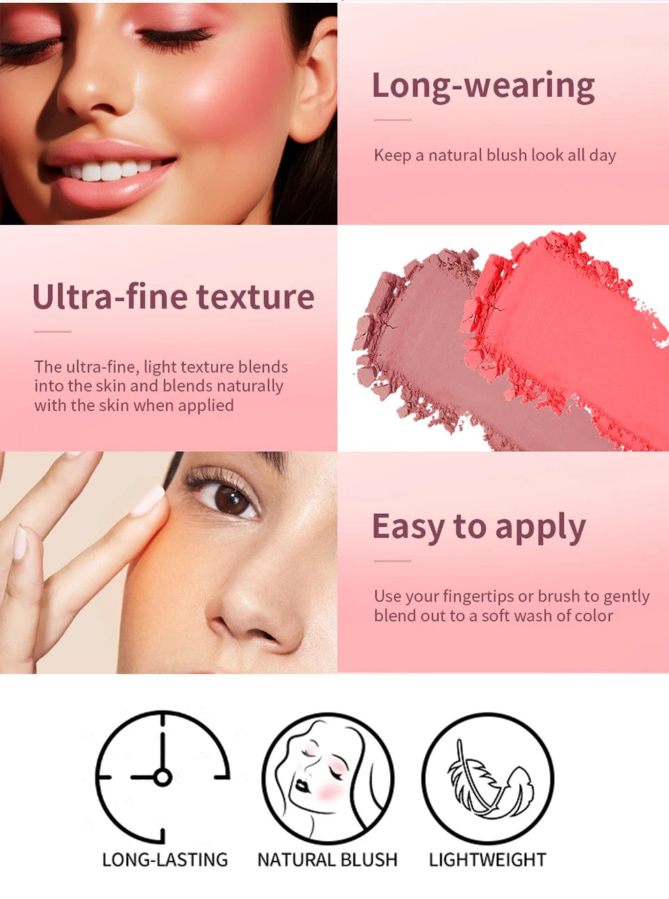 Matte Embossed Blush Palette with Professional Brush - 11