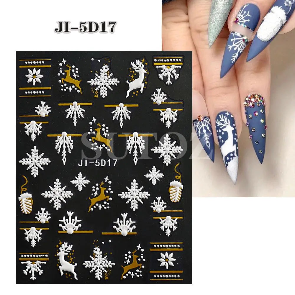 3D Christmas Cartoon Self-Adhesive Nail Art Decal Stickers
