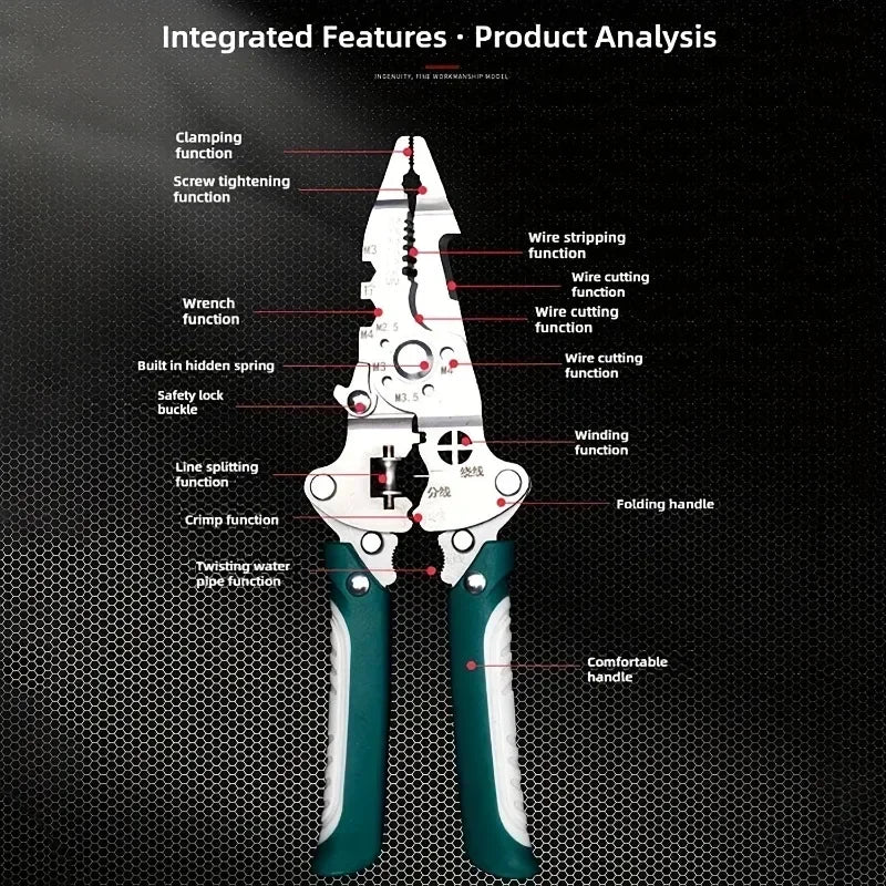 Multifunctional 18-in-1 Wire Stripping and Crimping Pliers