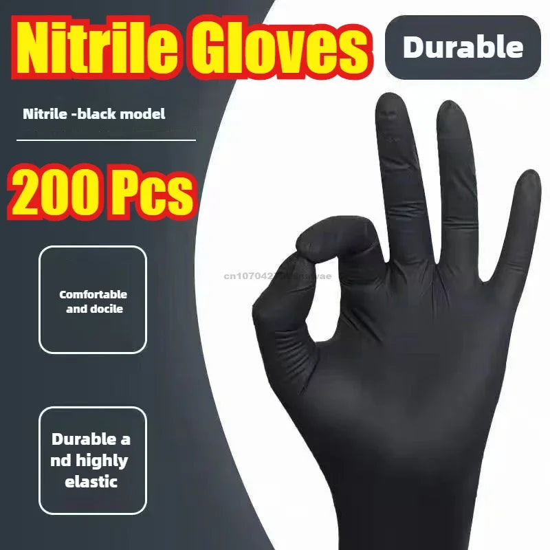 Disposable Black Nitrile Protective Gloves