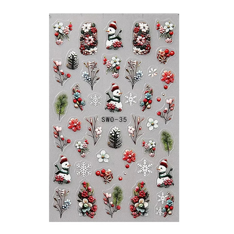 3D Christmas Cartoon Self-Adhesive Nail Art Decal Stickers