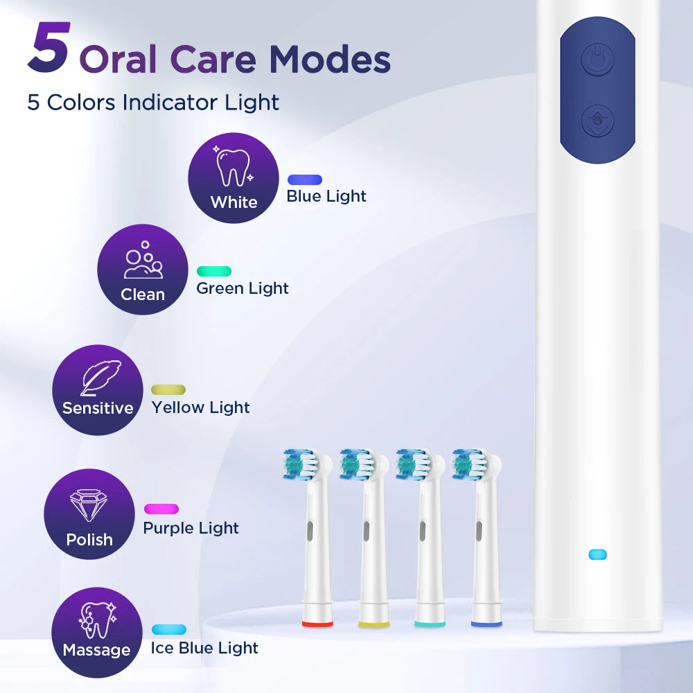Rechargeable Rotating Electric Toothbrush with 5 Modes