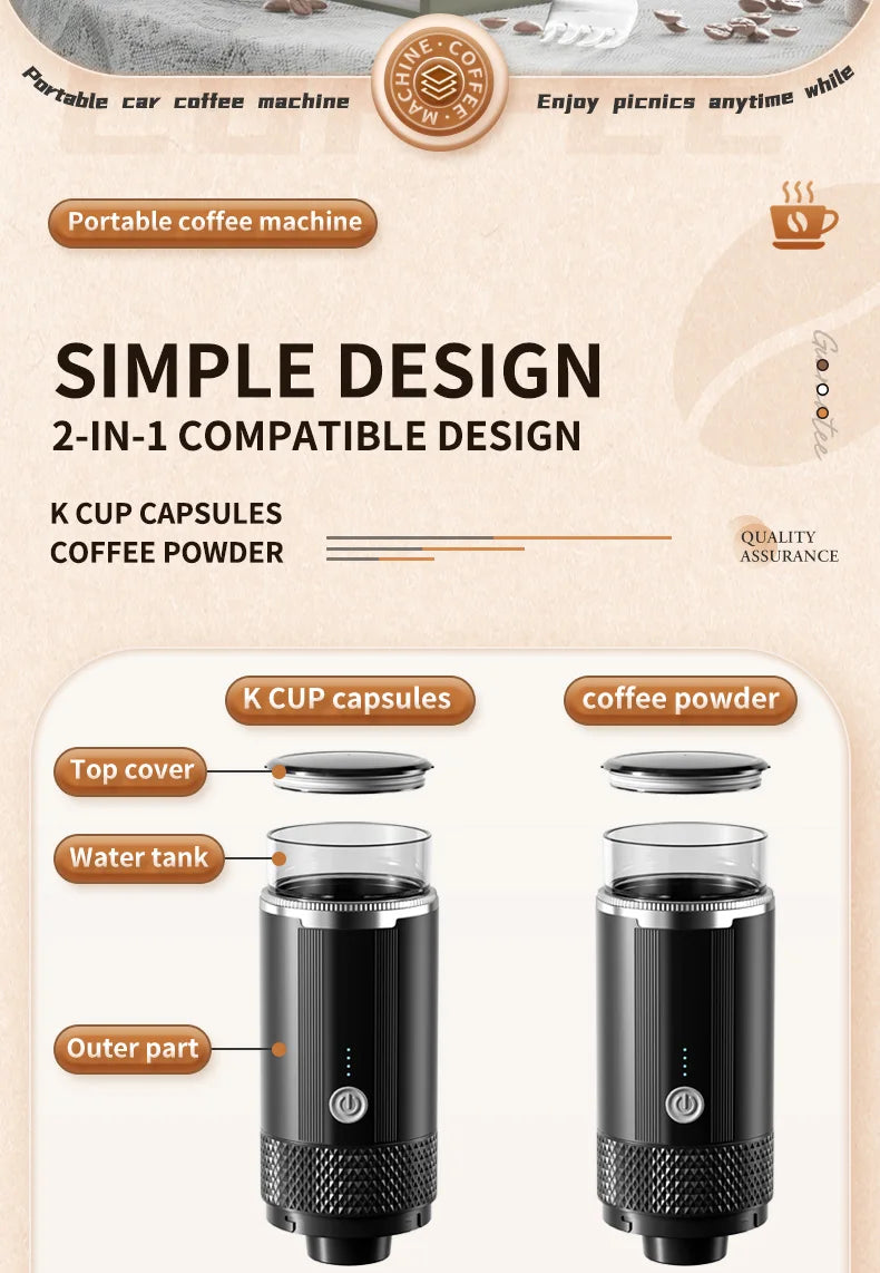 Portable Wireless Espresso Coffee Maker for Travel and Camping