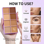 8-Shade Waterproof Full Coverage Cream Concealer Palette