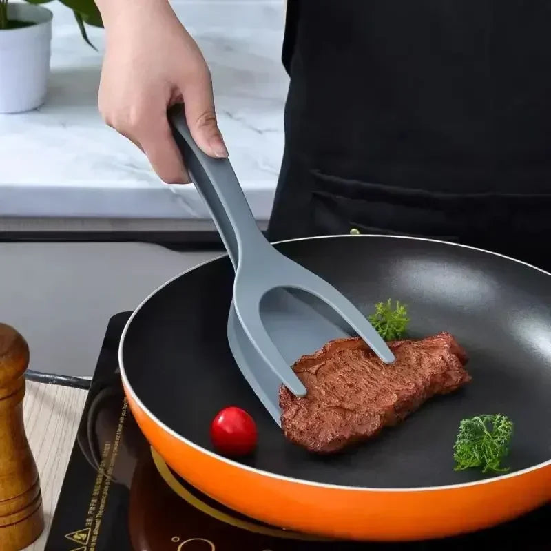 2-in-1 Non-Stick Spatula and Kitchen Tongs for Cooking - 3