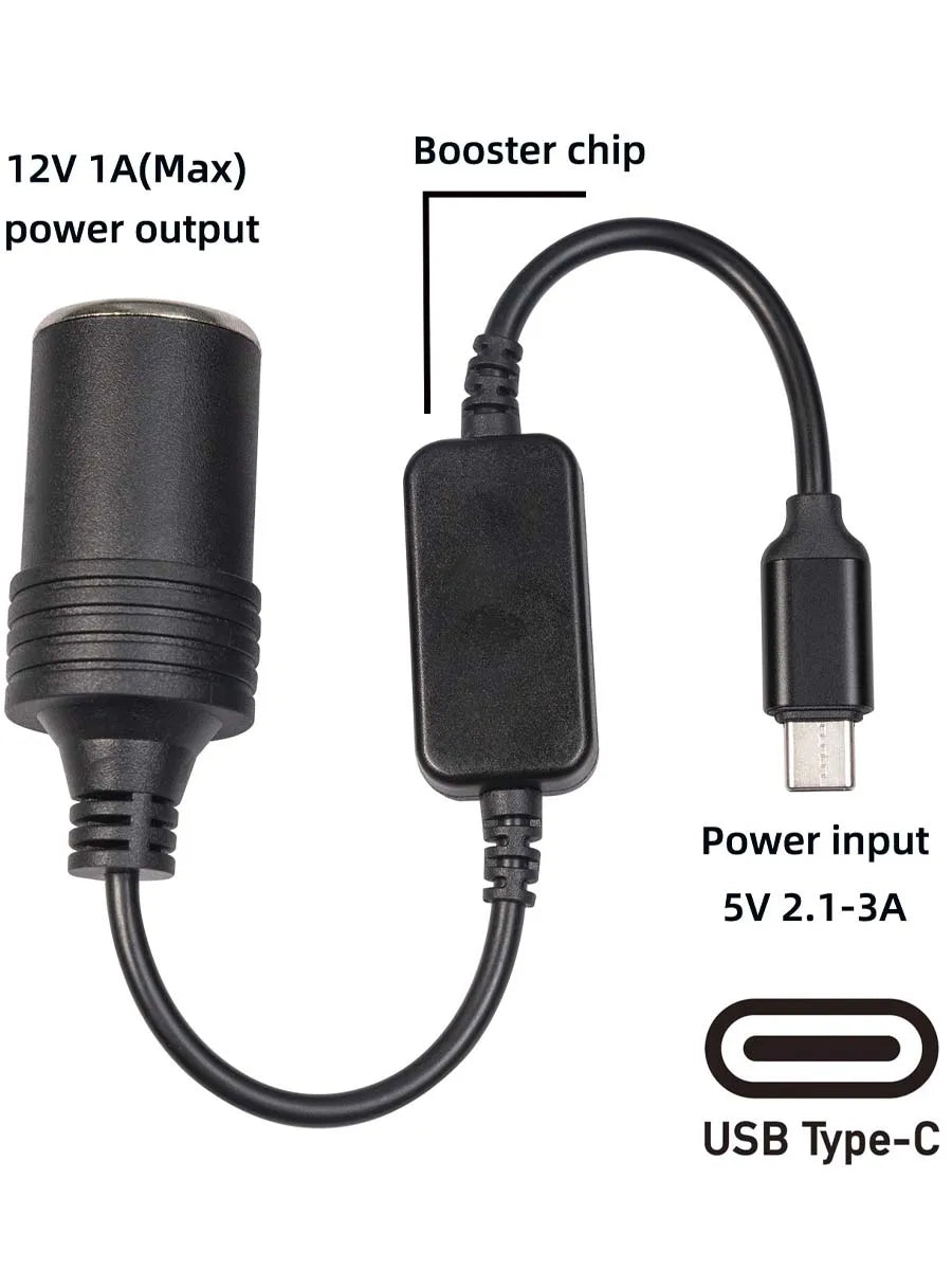 USB to 12V Car Cigarette Lighter Socket Adapter